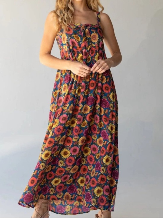 NATURAL LIFE Dresses & Skirts - Natural Life Patti Tie-Front Maxi Dress Sunflower Floral Size M Bobo Hippie